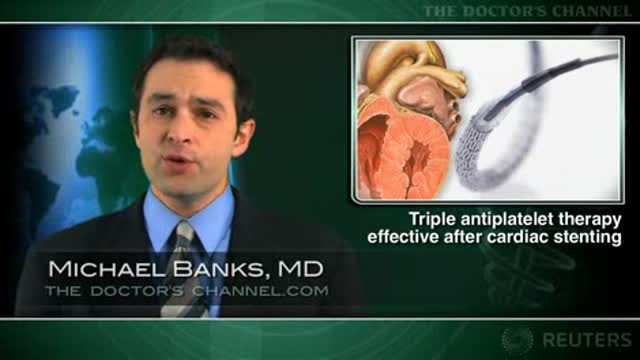 Three antiplatelet drugs better than two after coronary stenting Thumbnail