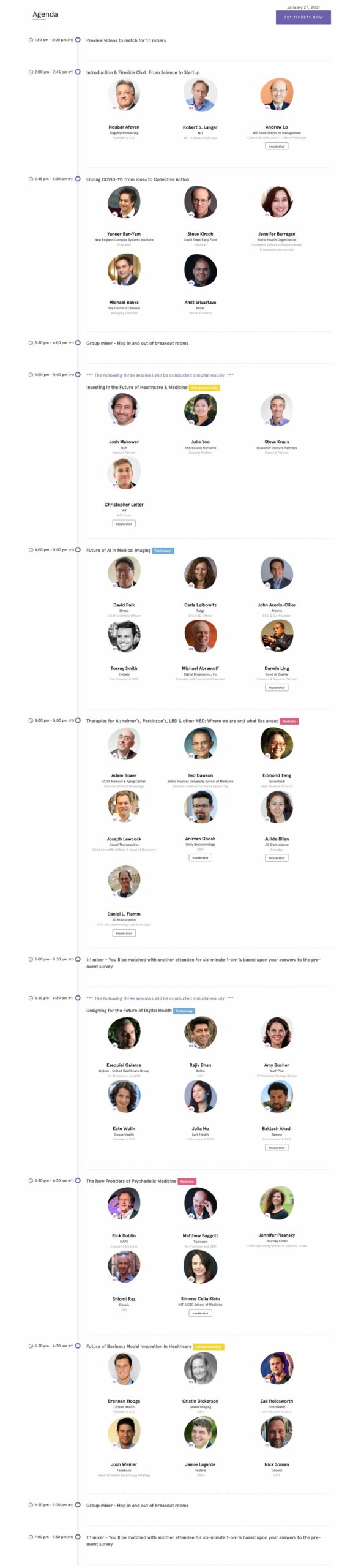 MIT/CNC Future of Healthcare Conference 2021 - Agenda